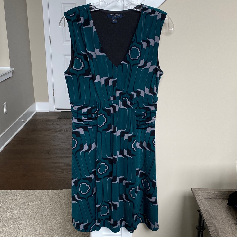 Banana Republic Teal and Black Midi Dress